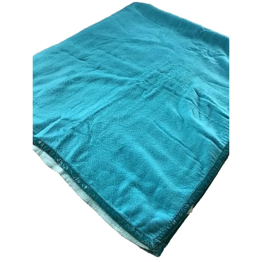 Style Home Automatic Electric Blanket Teal Velvet Trim 79 x 88 Full Queen Vtg